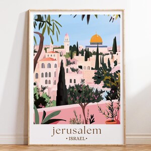 Impresión artística de la ciudad de Jerusalén, póster de viaje a Oriente Medio, decoración mural histórica ilustrada