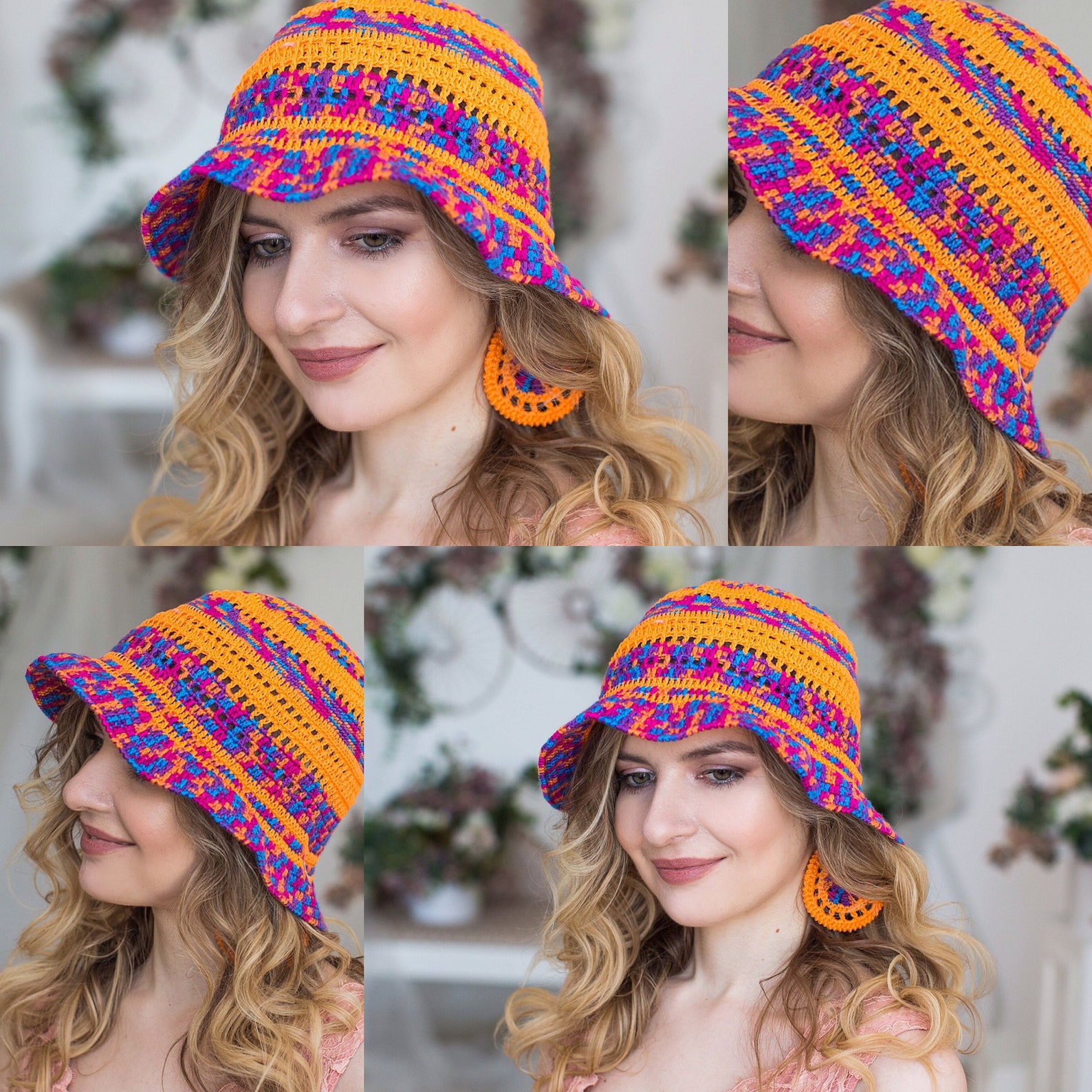 Summer crochet cotton bucket hat sun hat knitted beach Etsy