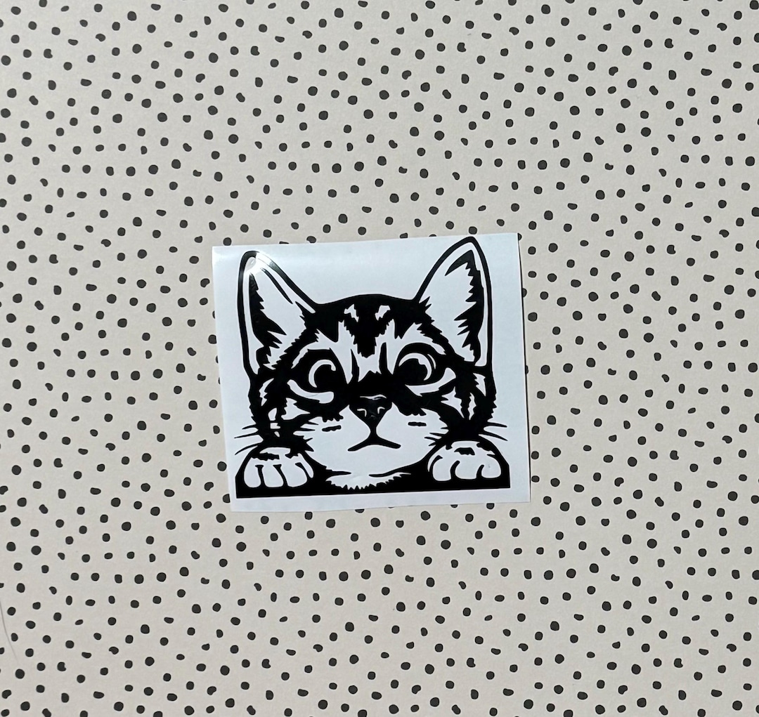 peeking black cat poster, cute cat print, home decor,... Black Cat Peeking Decal - Etsy
