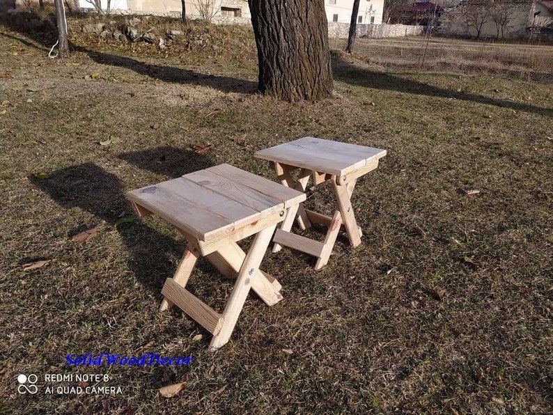 Side Table Patio Chairs Wood Outdoor Furniture Foot Stool Wooden Step Stool Chair Easy Portable Wood Chair Hanging Picnic Garden Chair