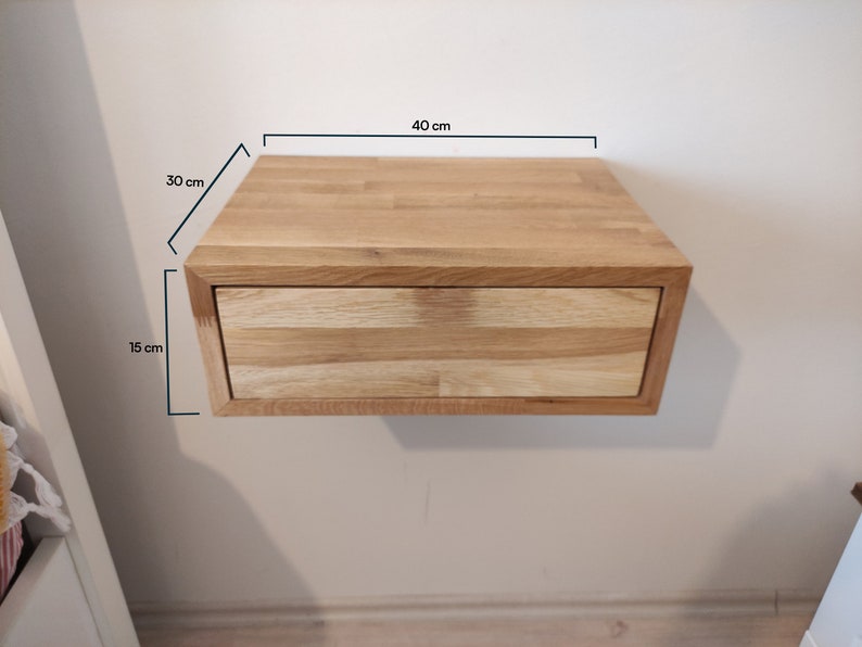 Oak Floating Nightstand Wood Floating Bedside Table Floating Etsy