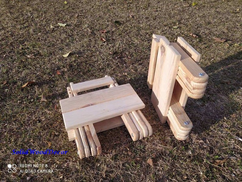 Side Table Patio Chairs Wood Outdoor Furniture Foot Stool Wooden Step Stool Chair Easy Portable Wood Chair Hanging Picnic Garden Chair