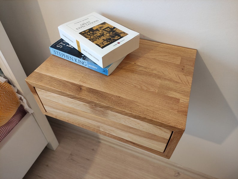 Oak Floating Nightstand Wood Floating Bedside Table Floating Etsy