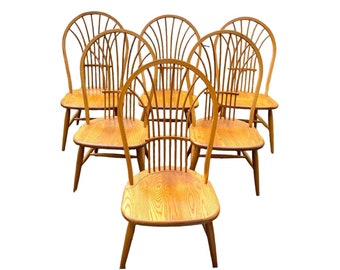 S.Brent Bros Solid Oak HighBack Windsor Dining Chairs (Set of 6)