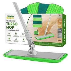 Turbo Mops Floor 18-inch Dust Mop w/ 4 Reusable Soft & Scrub Pads NWT!