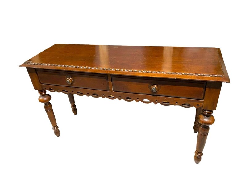 Broyhill Cherry Wood Console Table With 2 Drawers Etsy