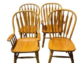 Vintage Solid Oak Bentwood Dinning Chairs (Set of 4)