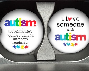 Sandstone Car Coasters, Autism Awareness Car Accessory, Under 15 dollars, Sublimation Design