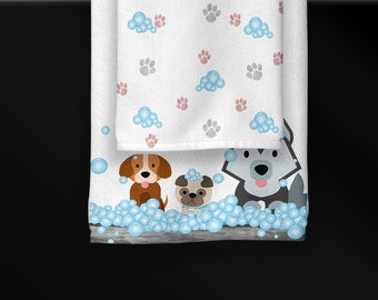 Cute Dog Towel Set, Set of 2 Towels- 15x25 and 11x18 Towel, Kitchen or Bath Towel, Fur Baby Towel,Dog Lover Gift, Gift for Her, Gift for Him