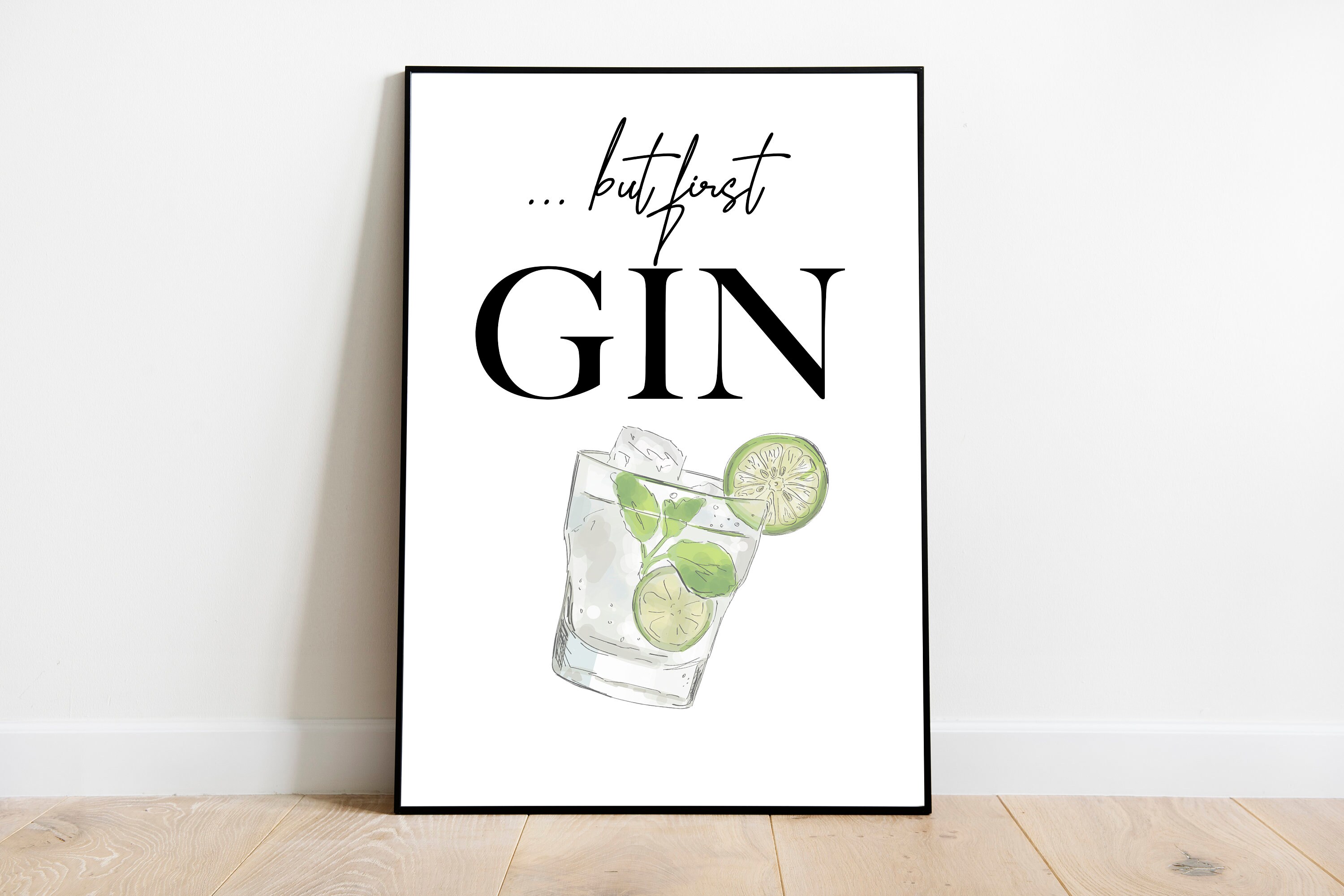 Funny Gin Word Print Printable Art Typography Wall Print Etsy