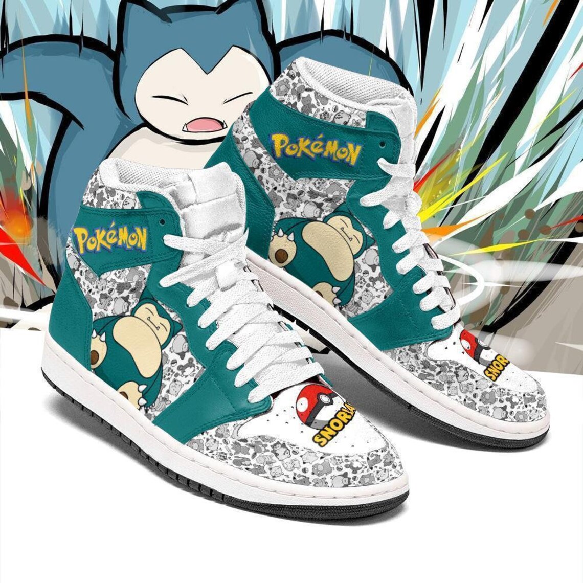 High Quality Snorlax Sneakers Cute Pokemon Sneakers Fan Etsy