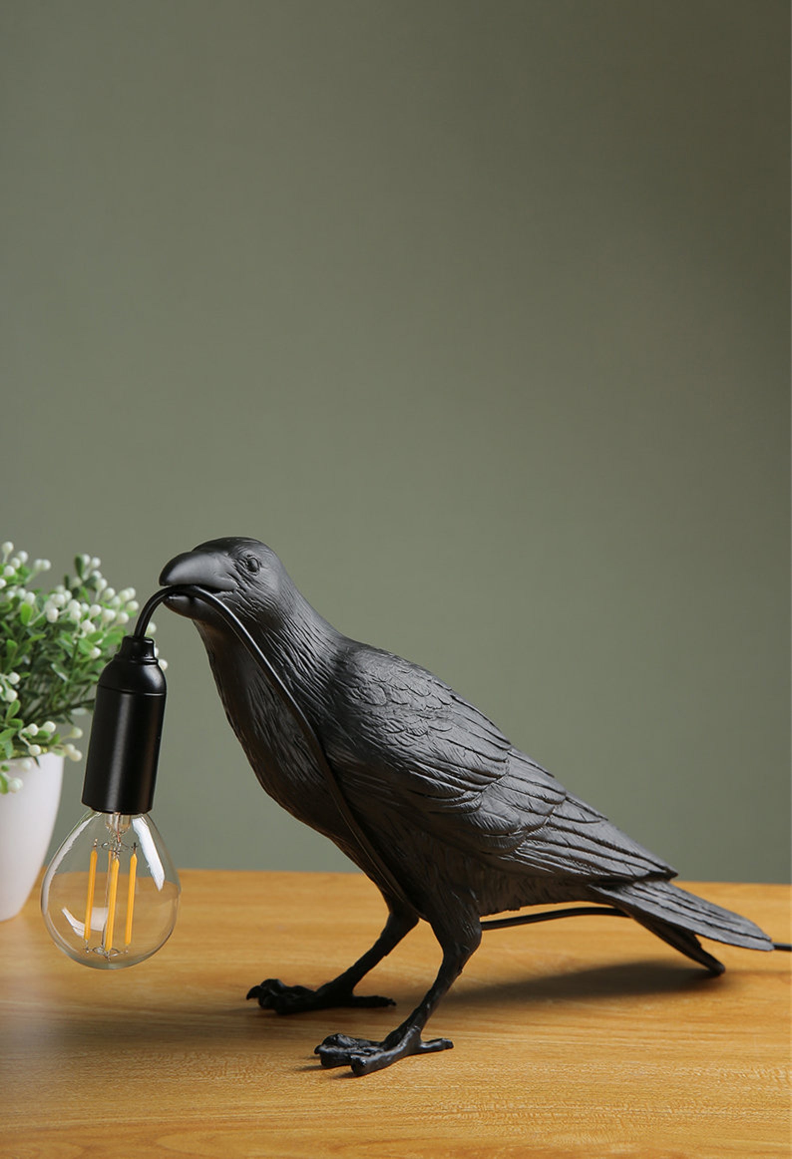 Bird Lamp Bedside Table lamp for bedroom Designer Black Bird Etsy