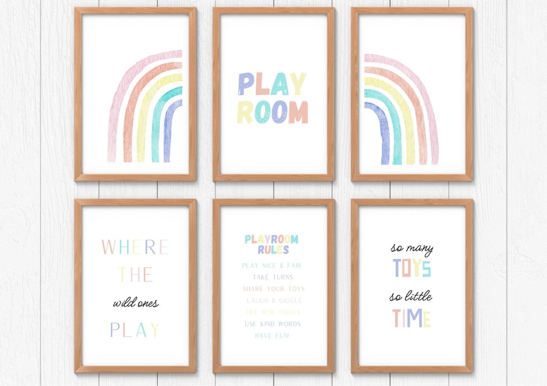 Set of 6 Fun Posters for Kids, Printable Kids Wall Art, Playroom Art ...