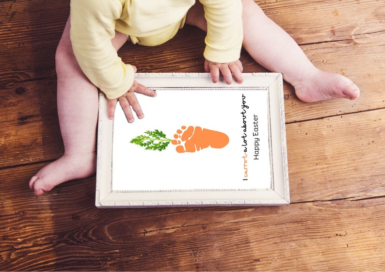 Cadeau de Pâques J'ai beaucoup de carottes à votre sujet Créations manuelles d'empreintes de pas, activité d'empreintes de pas pour enfants, art empreinte de pas bricolage, souvenir pour tout-petits d'âge préscolaire image 2