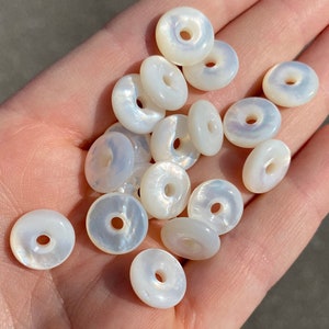 12.5mm Polished Iridescent Mother Of Pearl Donut Bead