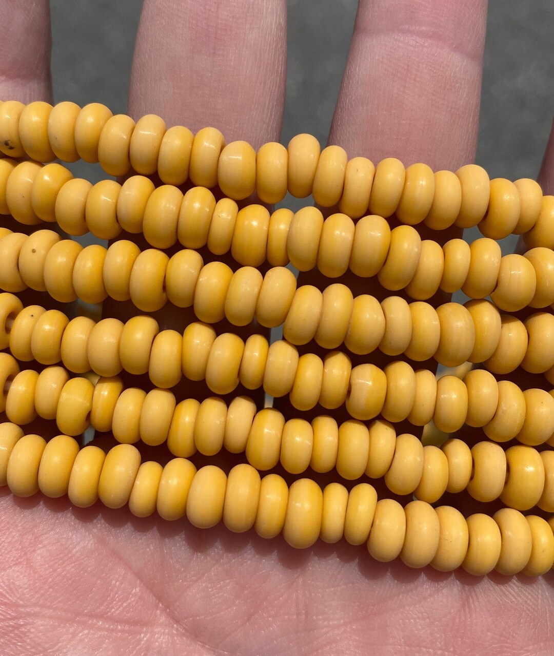3mm X 7mm Indonesian Orange Color Handcrafted Java Glass Donut Beads ...