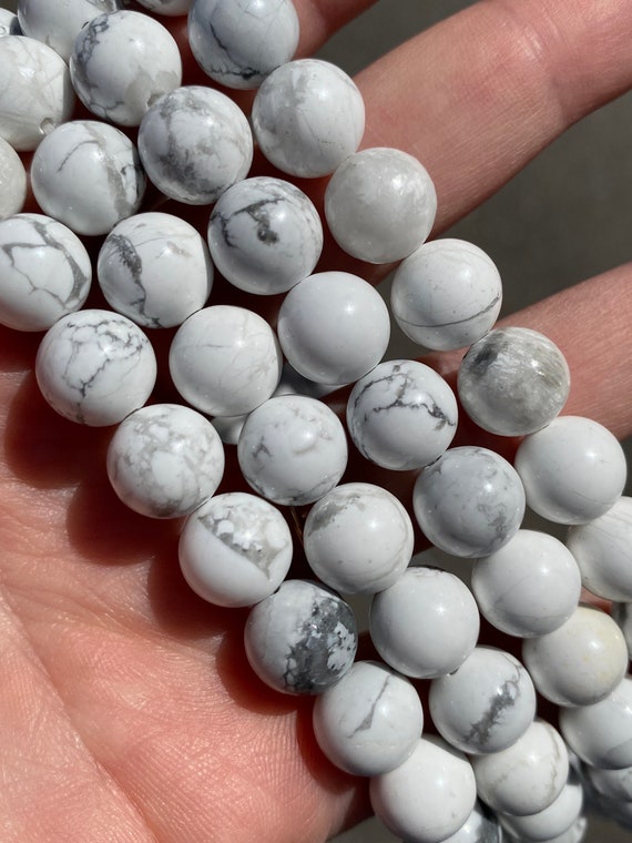 24 Perles En Howlite Naturelle 8 Mm - Pour Création Bijoux, Neuves