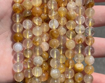 8mm Golden Healer Beads - Natural Stone - Full Strand - 15"