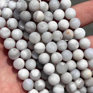 8mm Matte White Crazy Lace Agate Beads - Natural Stone - Full Strand - 15&quot;