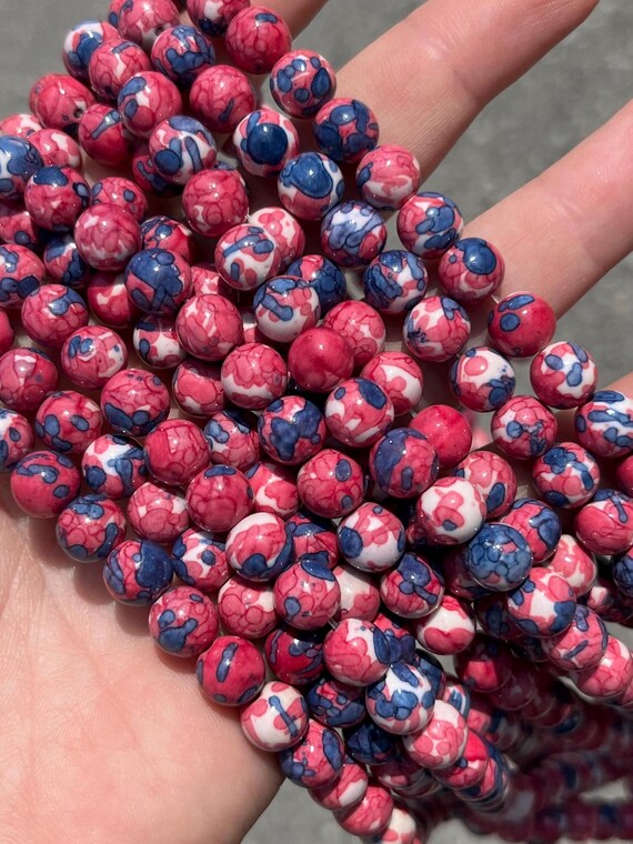 8mm Rain Flower Jade Beads - Stone Bead - Full Strand - 15