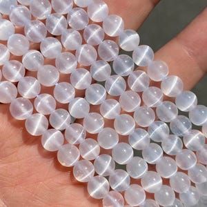 6mm Polished Selenite Beads - Natural Stone - Full Strand - 15"