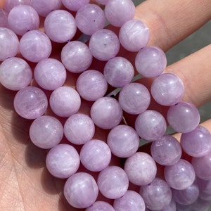 10mm Polished Kunzite Beads - Natural Stone - Genuine - High Quality - Full Strand - 15" - Stunning Purple