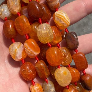 10mm x 15mm Orange Fire Agate Chunk Beads - Stone Bead - Full Strand - 15&quot;