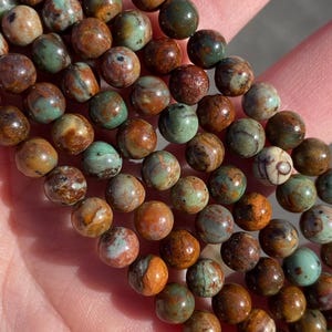 6mm Polished African Green And Brown Opal Beads - Full Strand - 15&quot; - Smooth - Shiny