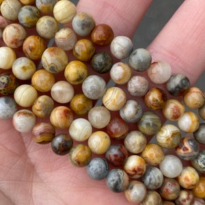 6 mm gelbe Crazy Lace Achat Perlen - Naturstein - Full Strand - 15 &quot;