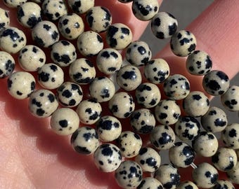 6mm Polished Dalmatian Jasper Beads - Natural Stone - Full Strand - 15"