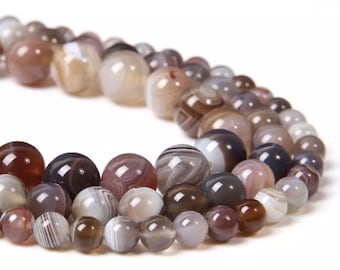 Natural Round Matte Botswana Agate Beads Stone Loose Beads For Jewelry Making