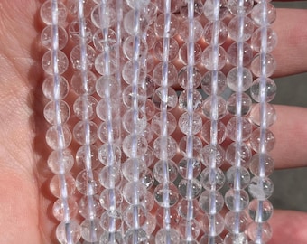 6mm Clear Quartz Beads - Natural Stone - Full Strand - 15"