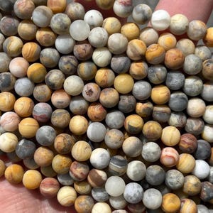 6 mm Matte Gelb Crazy Lace Achat Perlen - Naturstein - Full Strand - 15 &quot;