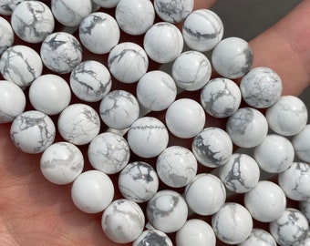 8mm Polished Howlite Beads - Natural Stone - Full strand - 15"
