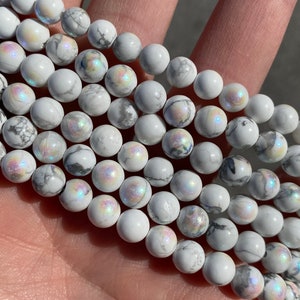 8mm Polished Aura Howlite Beads - B Grade - Full Strand - 15"