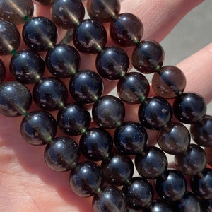 10mm Rare Agni Manitite Tektite Natural Stone Beads - Genuine - High Quality - Full Strand - 15&quot; - Smooth