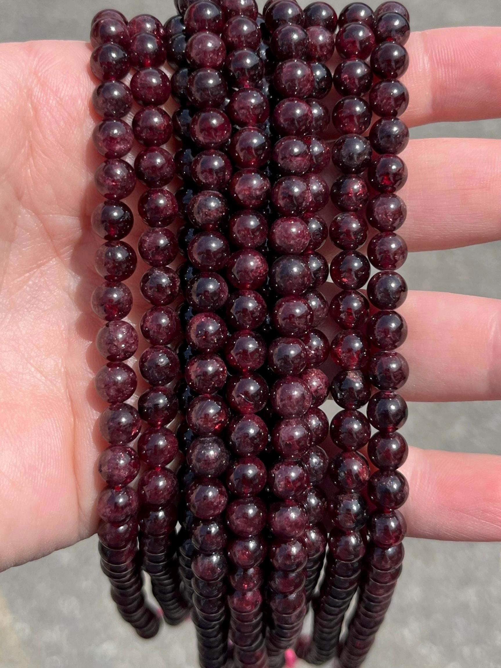 6mm Red Garnet Beads - Natural Stone - Full Strand - 15