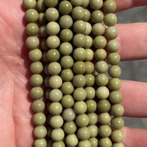 6mm Green Alashan Agate Natural Stone Beads - Full Strand - 15&quot;