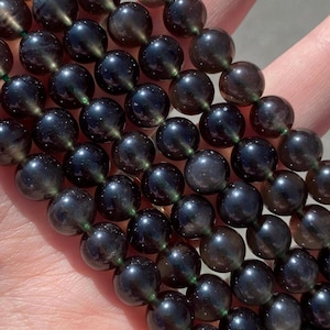 8mm Rare Agni Manitite Tektite Natural Stone Beads - Genuine - High Quality - Full Strand - 15&quot; - Smooth