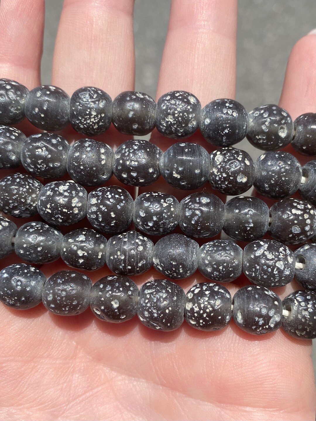 10mm Indonesian Soft Black Ancient Style Java Glass Beads - Artisan ...