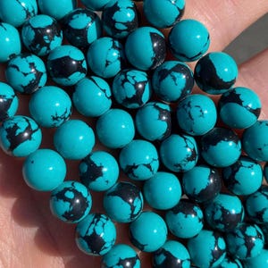 8mm Marble Turquoise Beads - Stone Bead - Full Strand - 15&quot;