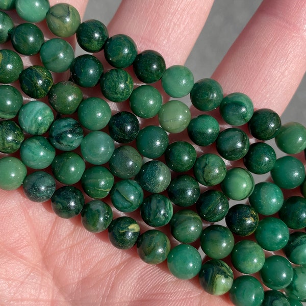 Perles de jade africain 6 mm - Pierre naturelle - Rang complet - 15"