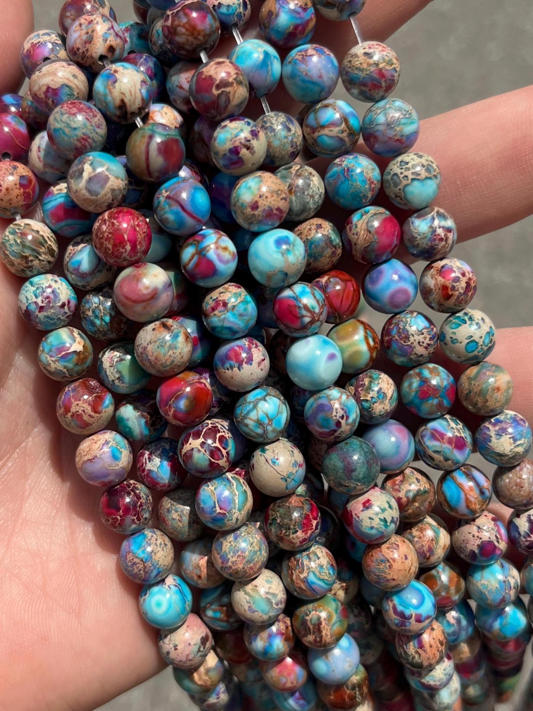 8mm Galaxy Imperial Jasper Beads - Sea Sediment - Stone Bead - Full Strand - 15"