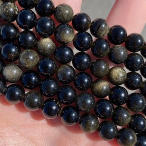8 mm Gold Obsidian Perlen - Naturstein - Full Strand - 15 ""