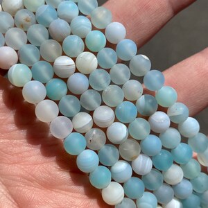 6mm Matte Aqua Agate Beads - Stone Bead - Full Strand - 15&quot;