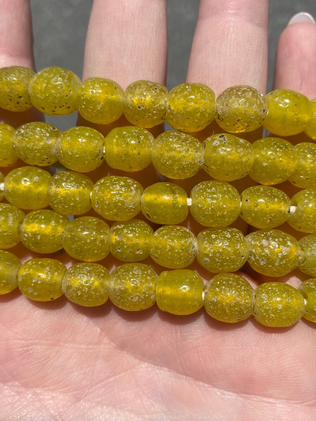 10mm Indonesian Bright Yellow Ancient Style Java Glass Beads - Artisan ...