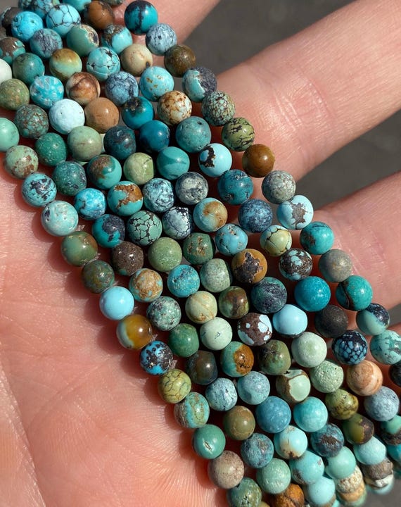 5mm Genuine Natural Round Matte Hubei Turquoise Stone Beads Full