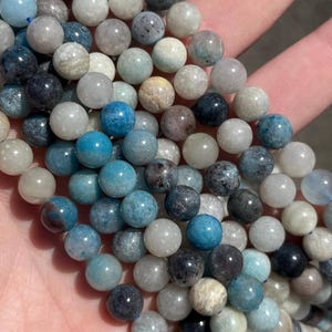 8 mm Trolleitpärlor - Natursten - 15" - Hel sträng
