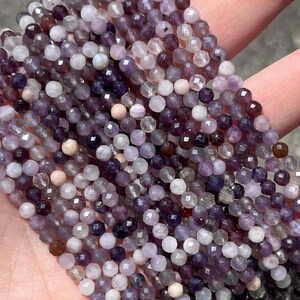 4mm Faceted Lepidolite Beads - Natural Stone - Full Strand - 15&quot;