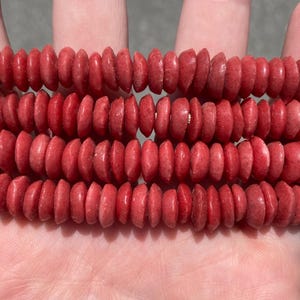10mm Fair Trade Authentic African Red Ashanti Glass Handmade Saucer Beads - Artisan - 20&quot; Strand - Eco Friendly - Recycled - Krobo
